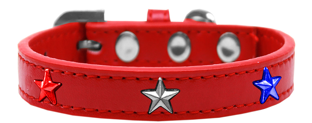 Red, White and Blue Stars Widget Dog Collar Red Size 14
